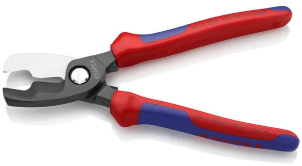 Knipex Kabelschneider mit Doppelschneide brüniert, mit Mehrkomponenten-Griff 200 mm
