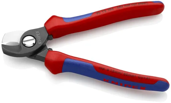Knipex Kabelschere brüniert, mit Mehrkomponenten-Griff 165 mm