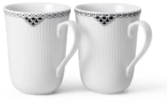 Royal Copenhagen Schwarz Gerippt Blonde Becher 33 cl 2 Stk